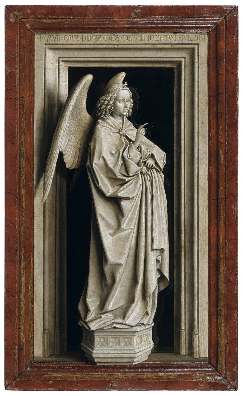 Dyptyk Zwiastowania, lewy panel, 1434-1435 autorstwa Jan van Eyck