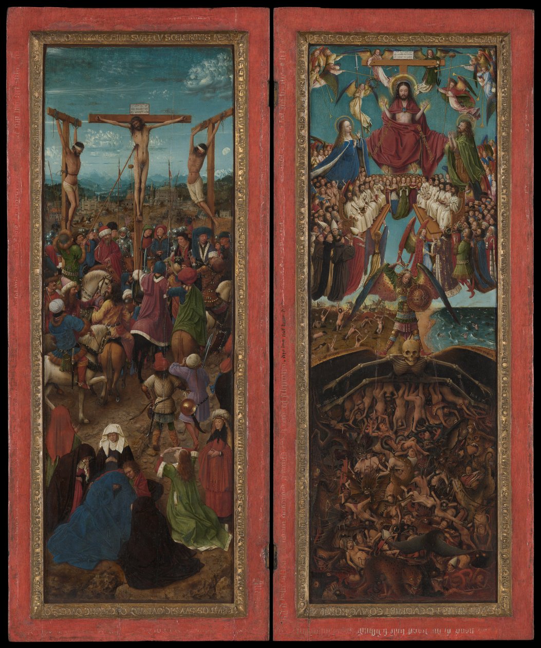 Ukrzyżowanie, Sąd Ostateczny, ca. 1440-41. autorstwa Jan van Eyck
