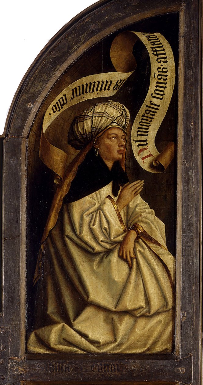 Ołtarz Gandawski. Adoracja Mistycznego Baranka: Sybilla Erytrejska, 1432. autorstwa Jan van Eyck