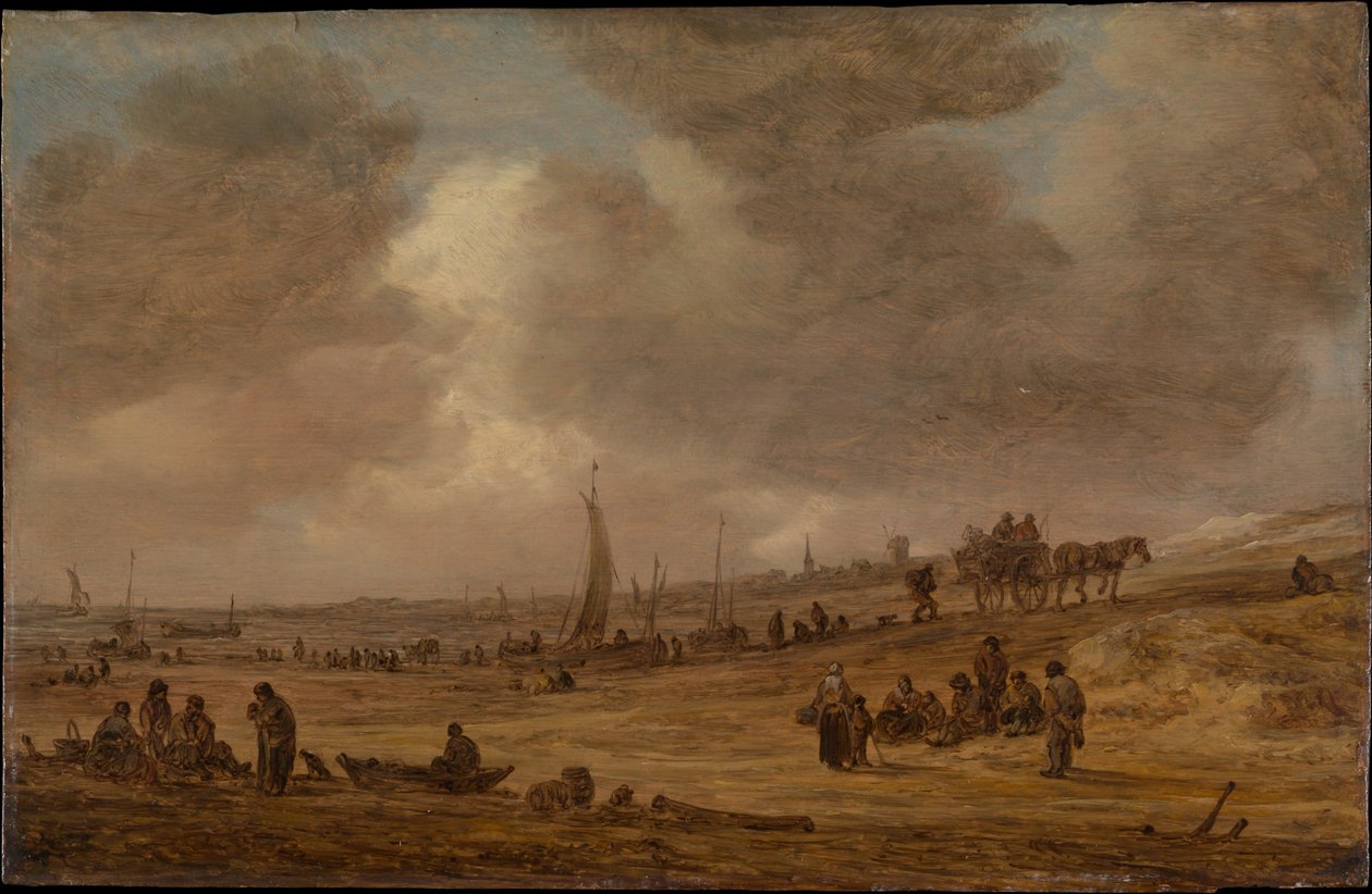 Plaża z łodziami rybackimi autorstwa Jan van Goyen