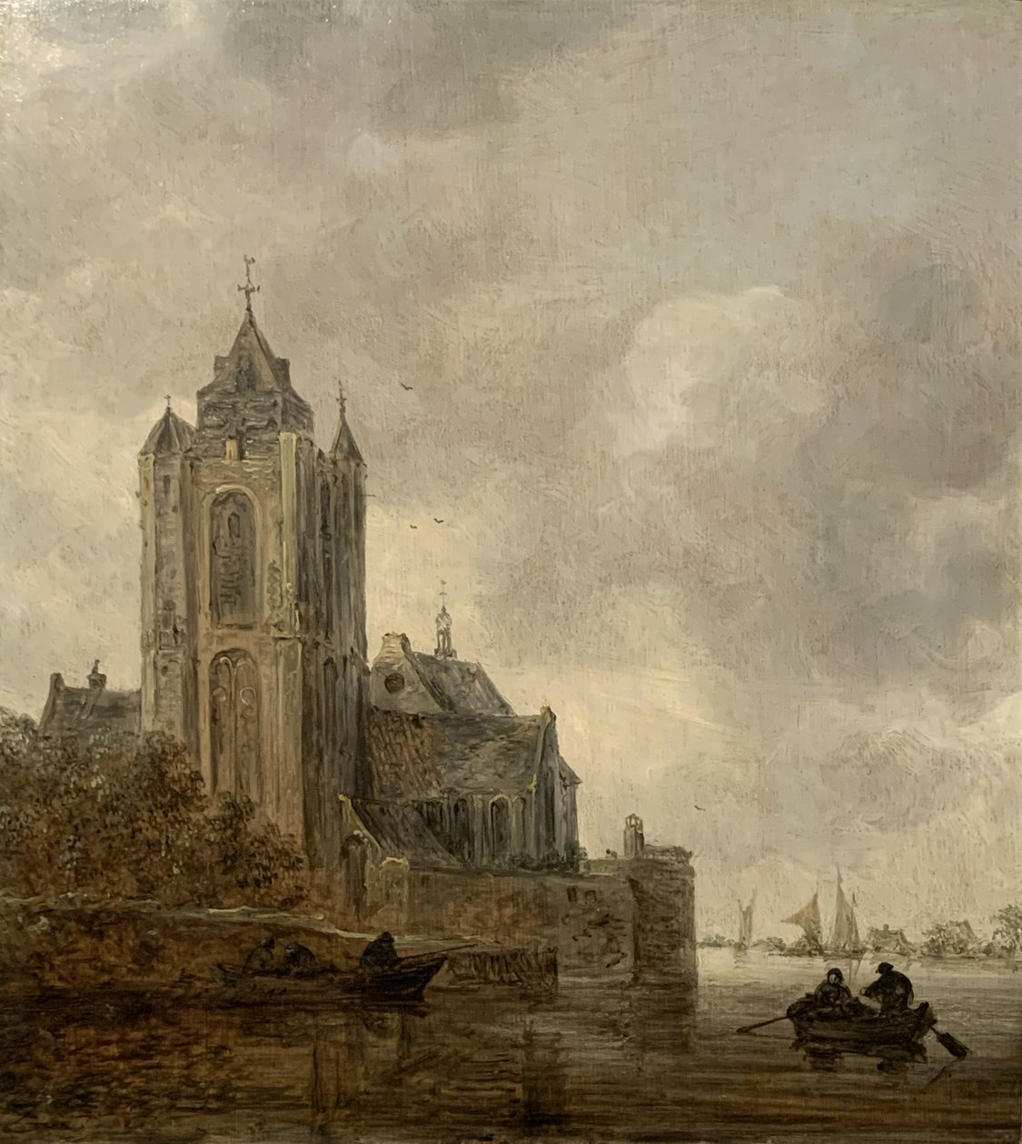 Kościół na brzegu rzeki. autorstwa Jan van Goyen