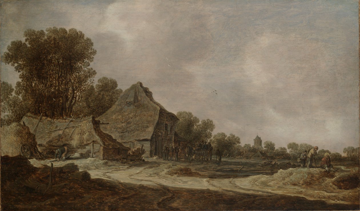 Piaszczysta droga z domkami krytymi strzechą autorstwa Jan van Goyen
