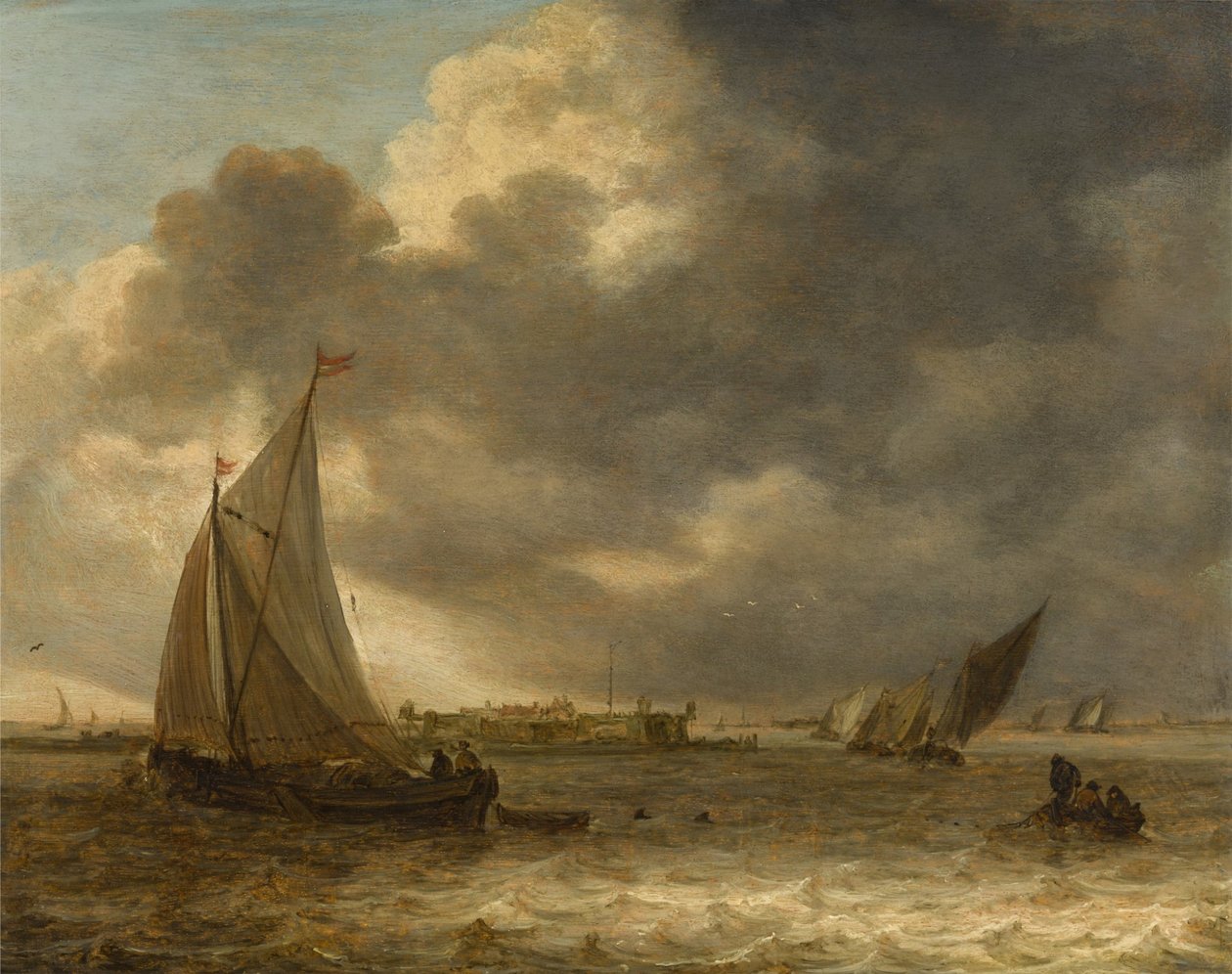 Krajobraz rzeki z żaglowcami autorstwa Jan van Goyen