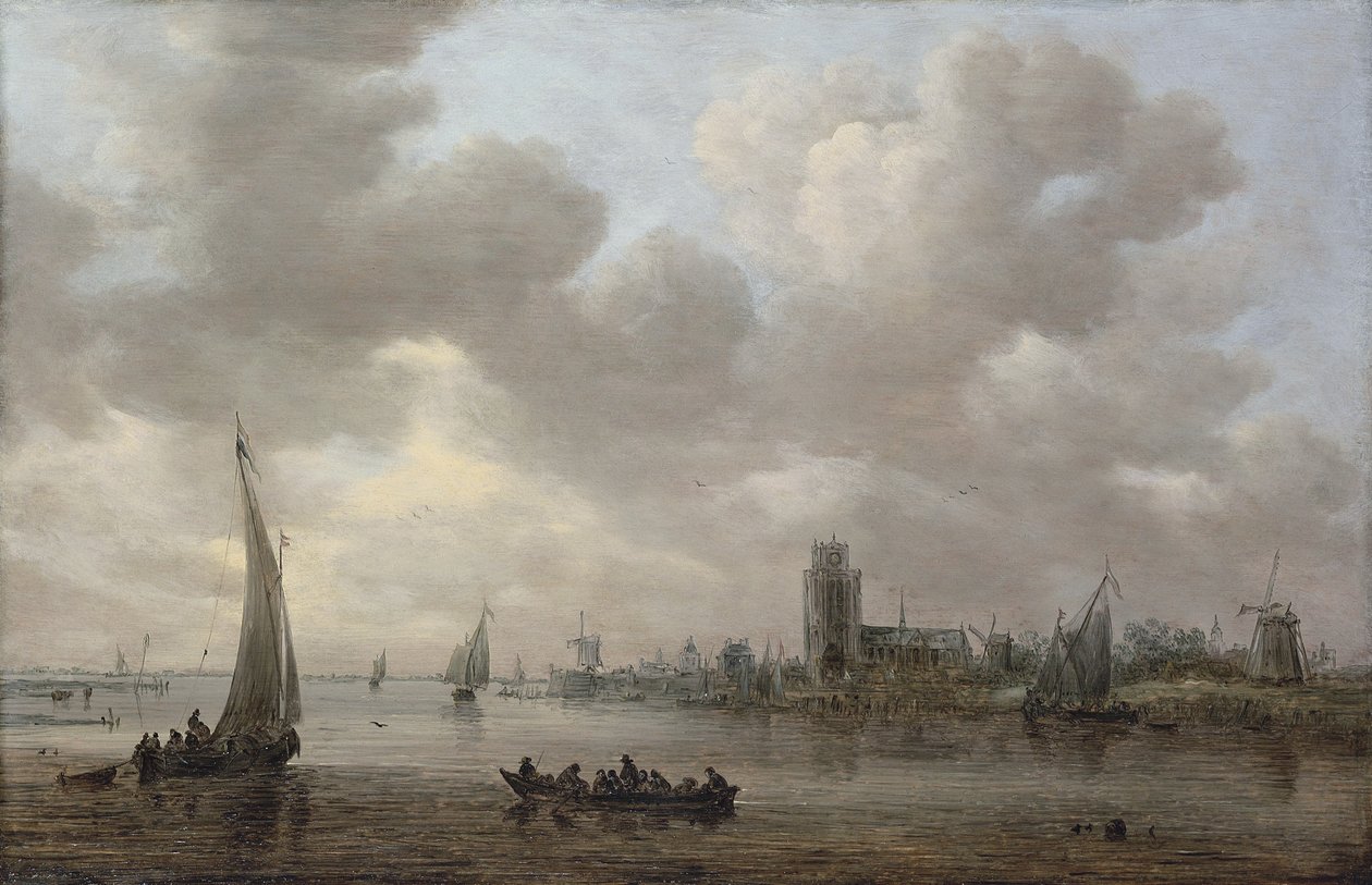 Widok na rzekę Maas i Dordrecht za nią autorstwa Jan van Goyen