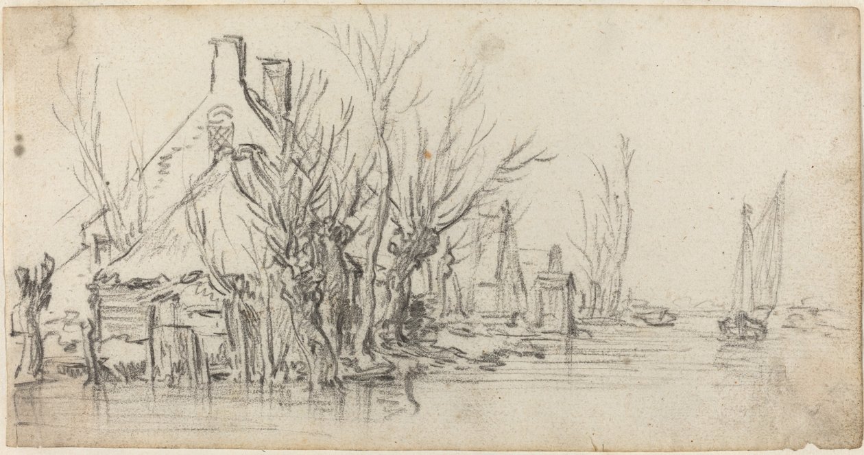 Domki nad rzeką autorstwa Jan van Goyen