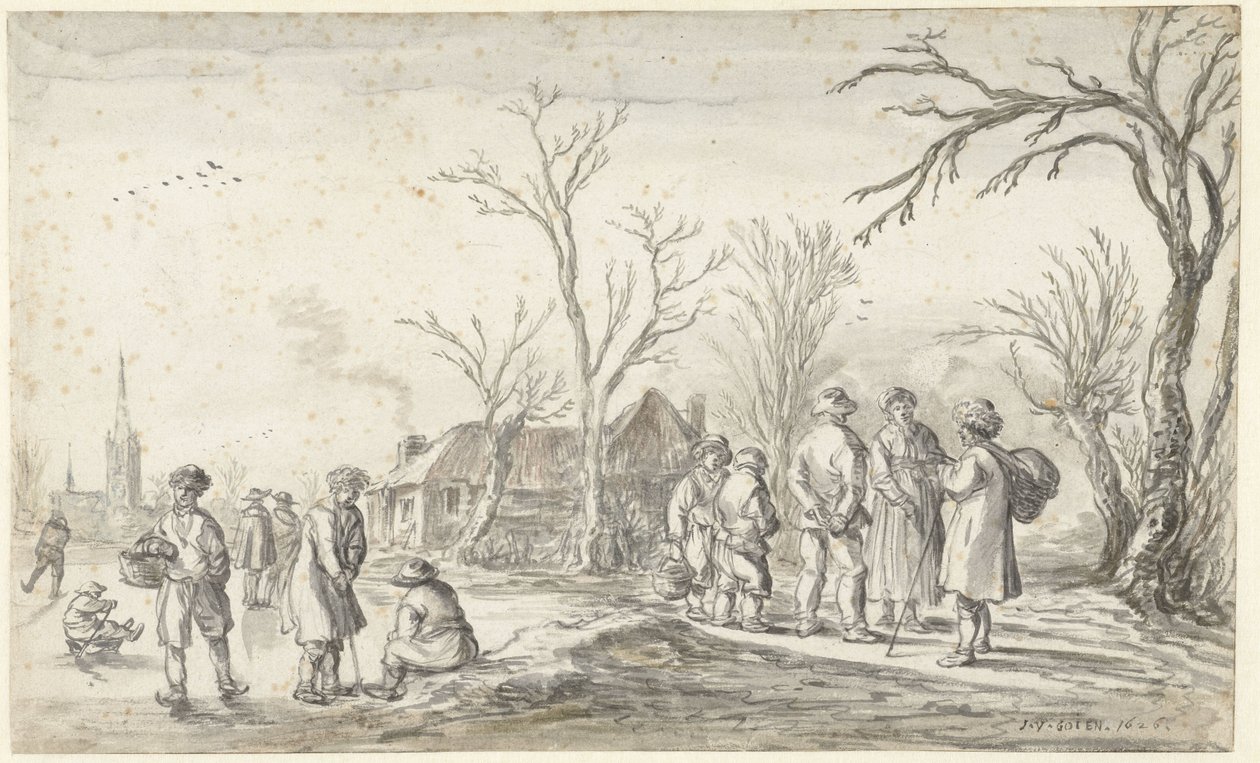Postacie na wsi zimą autorstwa Jan van Goyen