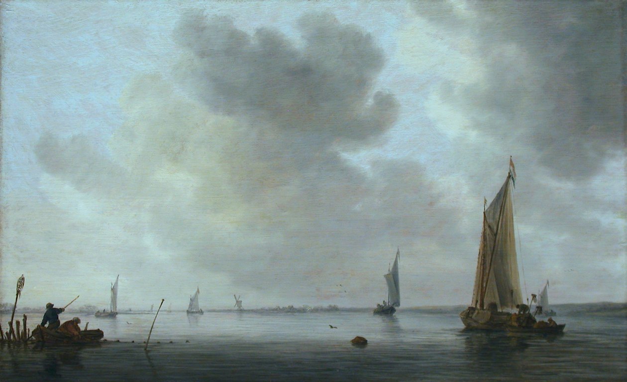 Łodzie rybackie przy ujściu rzeki autorstwa Jan van Goyen