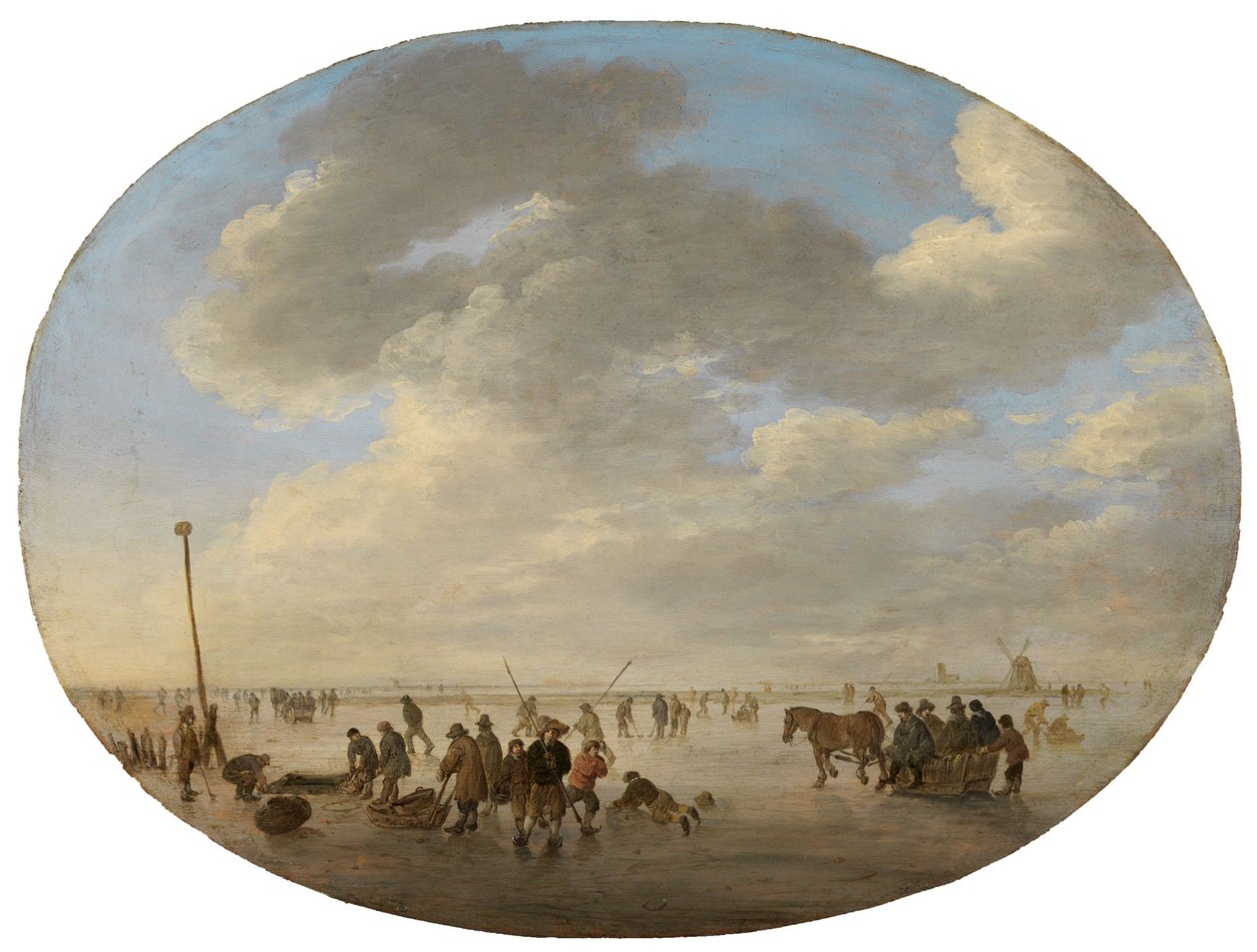 Holenderski równinny krajobraz z łyżwiarzami autorstwa Jan van Goyen