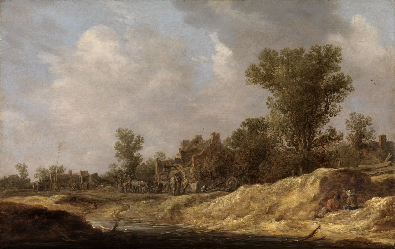 Krajobraz z mieszkańcami wsi autorstwa Jan van Goyen