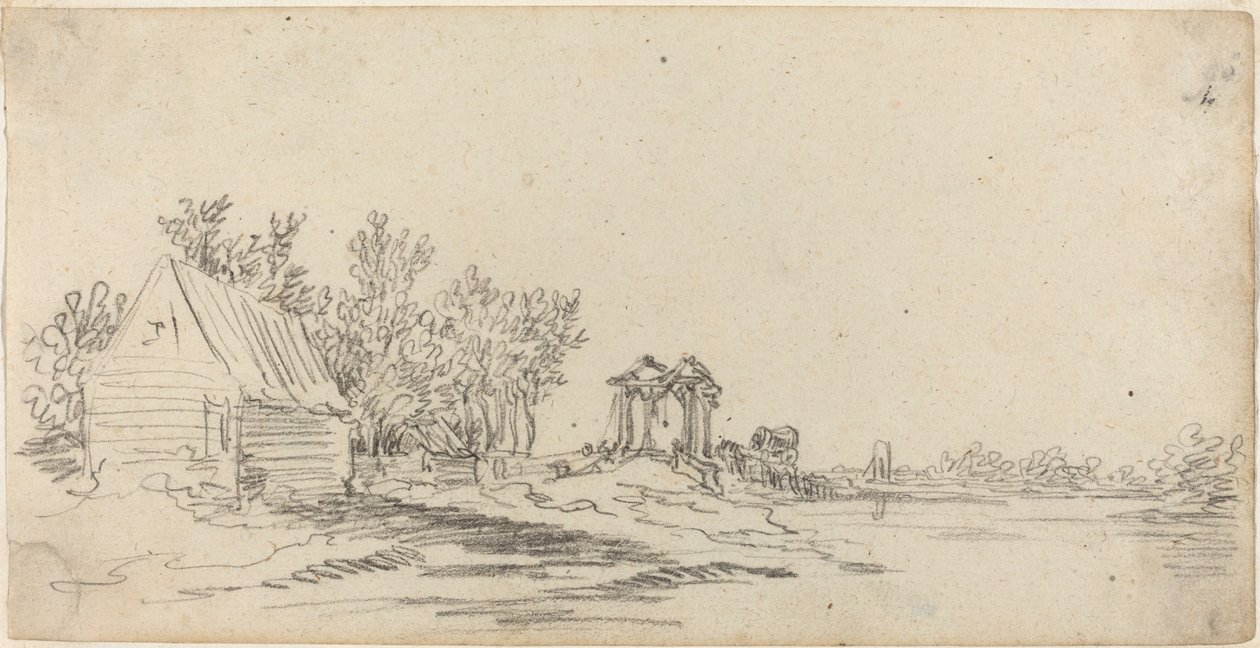 Krajobraz rzeczny z odległym mostem autorstwa Jan van Goyen