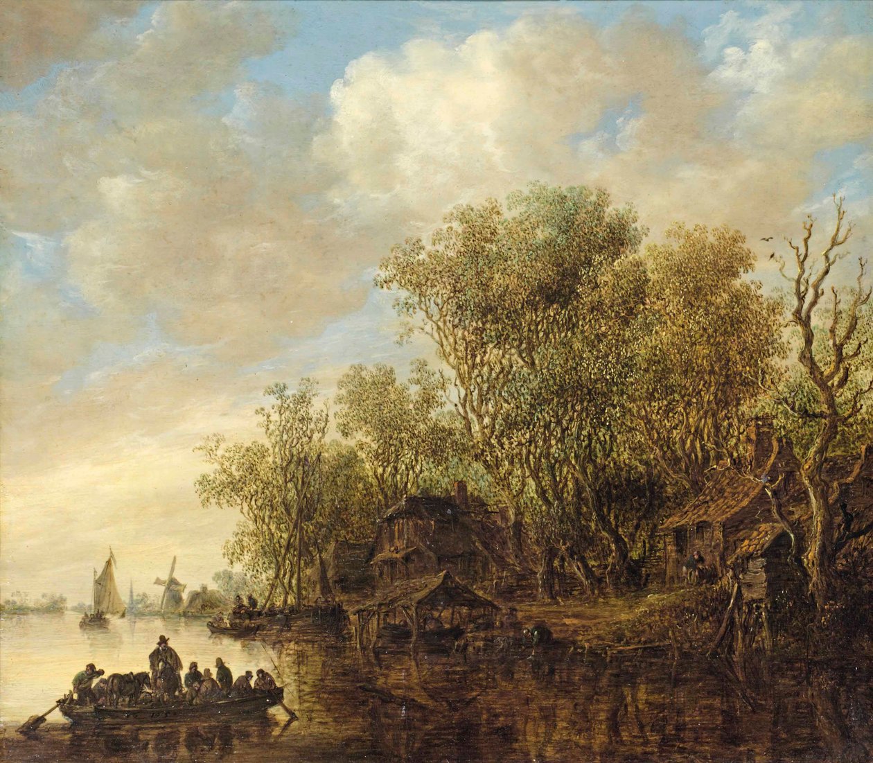 Krajobraz rzeki z promem autorstwa Jan van Goyen