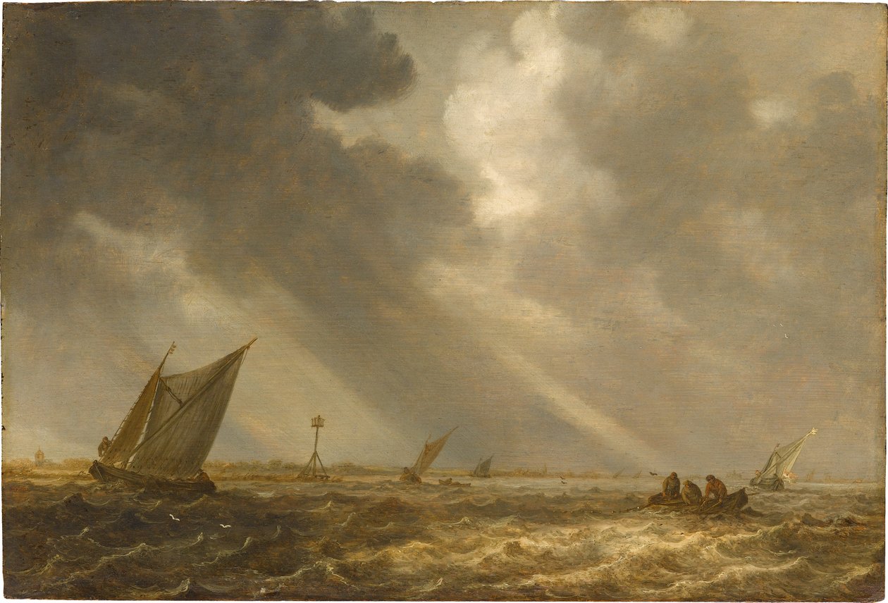 Burza na jeziorze Haarlemmermeer autorstwa Jan van Goyen
