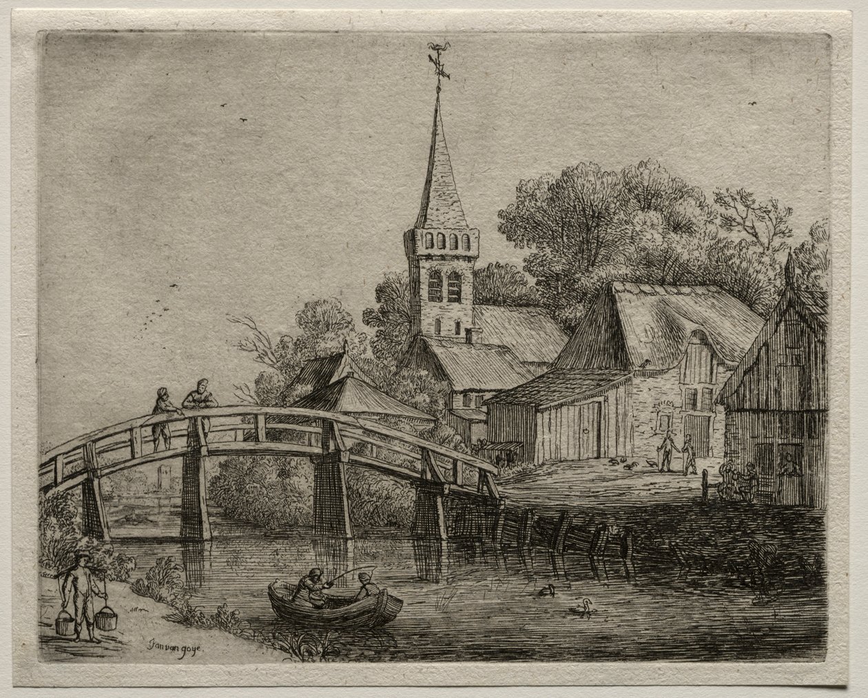 Drewniany most autorstwa Jan van Goyen