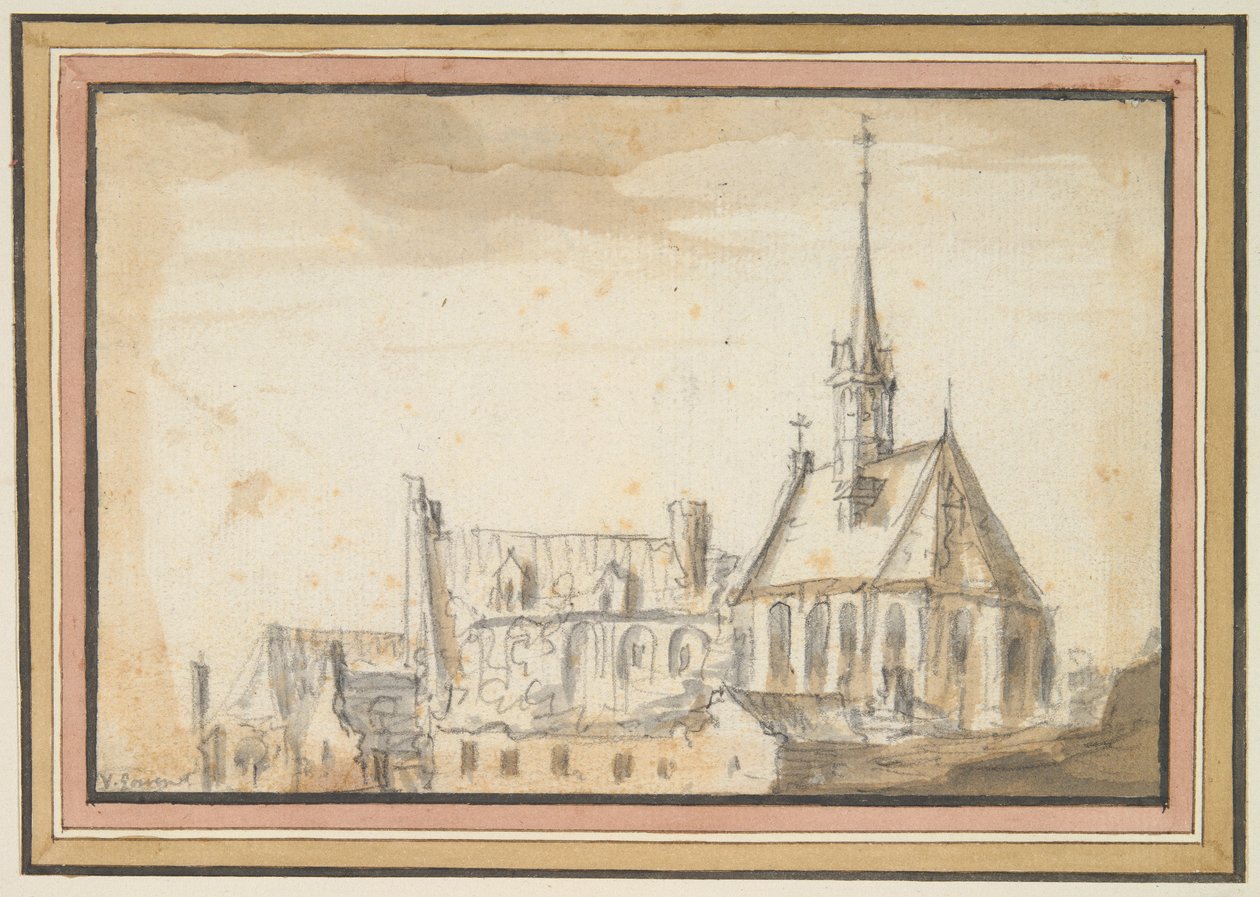 Widok kościoła i innych budynków autorstwa Jan van Goyen