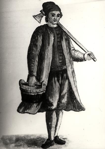 Robotnik z Arsenału Weneckiego (akwarela na papierze) (zdjęcie czarno-białe) autorstwa Jan van Grevenbroeck