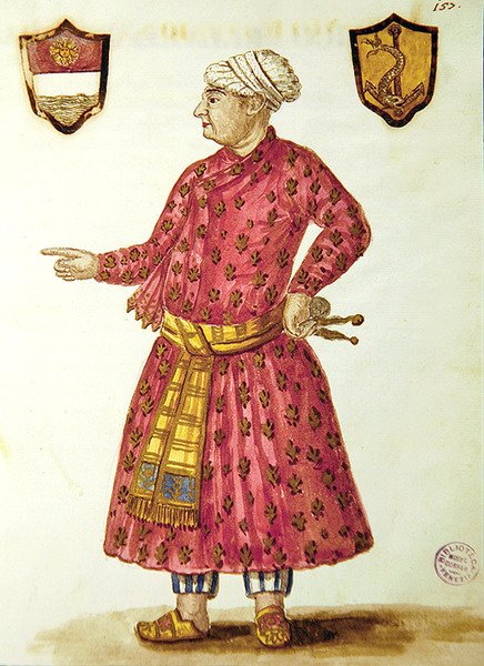 Antonio Manunzio w regionie Mogołów (pióro i atrament oraz toaleta na papierze) autorstwa Jan van Grevenbroeck