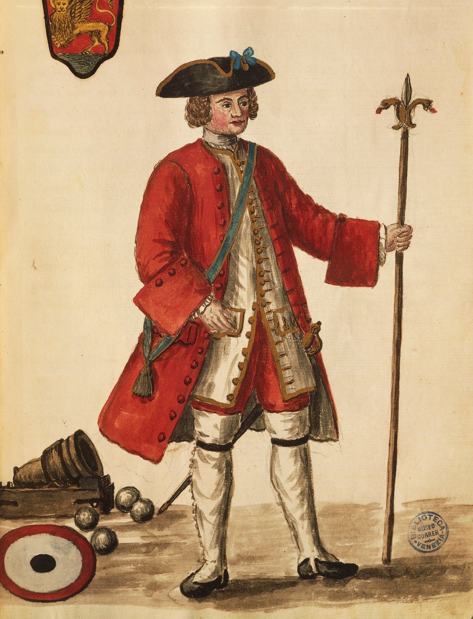 Bombista ze statków weneckich, Jan van Grevenbroeck lub Giovanni Grevembroch (1731-1807), Gli Abiti de Veneziani, z ilustrowanej księgi kostiumów, akwarela autorstwa Jan van Grevenbroeck