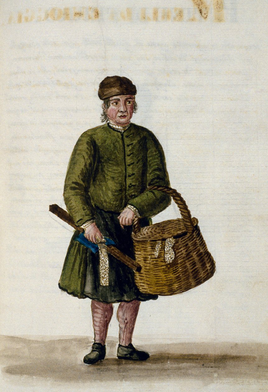 Sprzedawca koronek z Chioggian, ilustracja z rękopisu stroju weneckiego, tom IV, ok. 68, Jan Grevenbroeck (1731-1807), akwarela, Włochy autorstwa Jan van Grevenbroeck