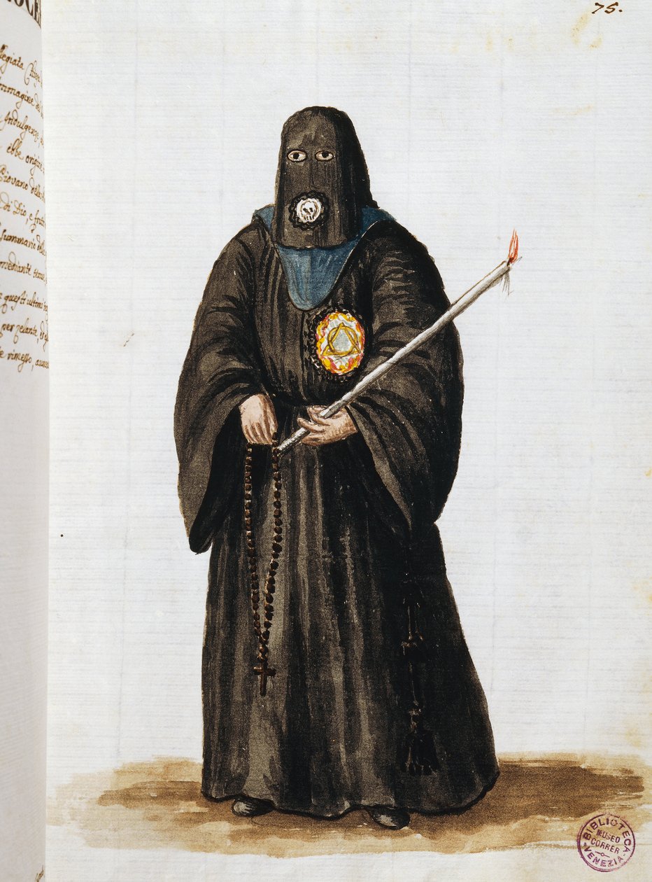Konfraternia Wstawiennictwa Ukrzyżowanego, ufundowana w Kolegiacie Świętej Trójcy w Wenecji, tom II, f 75, przez Giovanniego di Grevembrocha lub Grevenbrocha (1731-1807) autorstwa Jan van Grevenbroeck