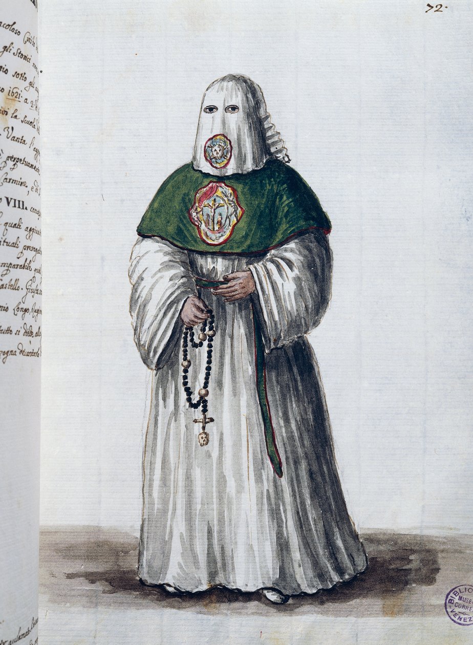 Konfraternia prawosławia Chrystusa, założona w kościele San Giovanni in Oleo w Wenecji, połączona z Bractwem San Rocco w Rzymie w 1621 r., tom II f 72, autorstwa Giovanniego di Grevembroch lub Grevenbroch (1731-1807) autorstwa Jan van Grevenbroeck