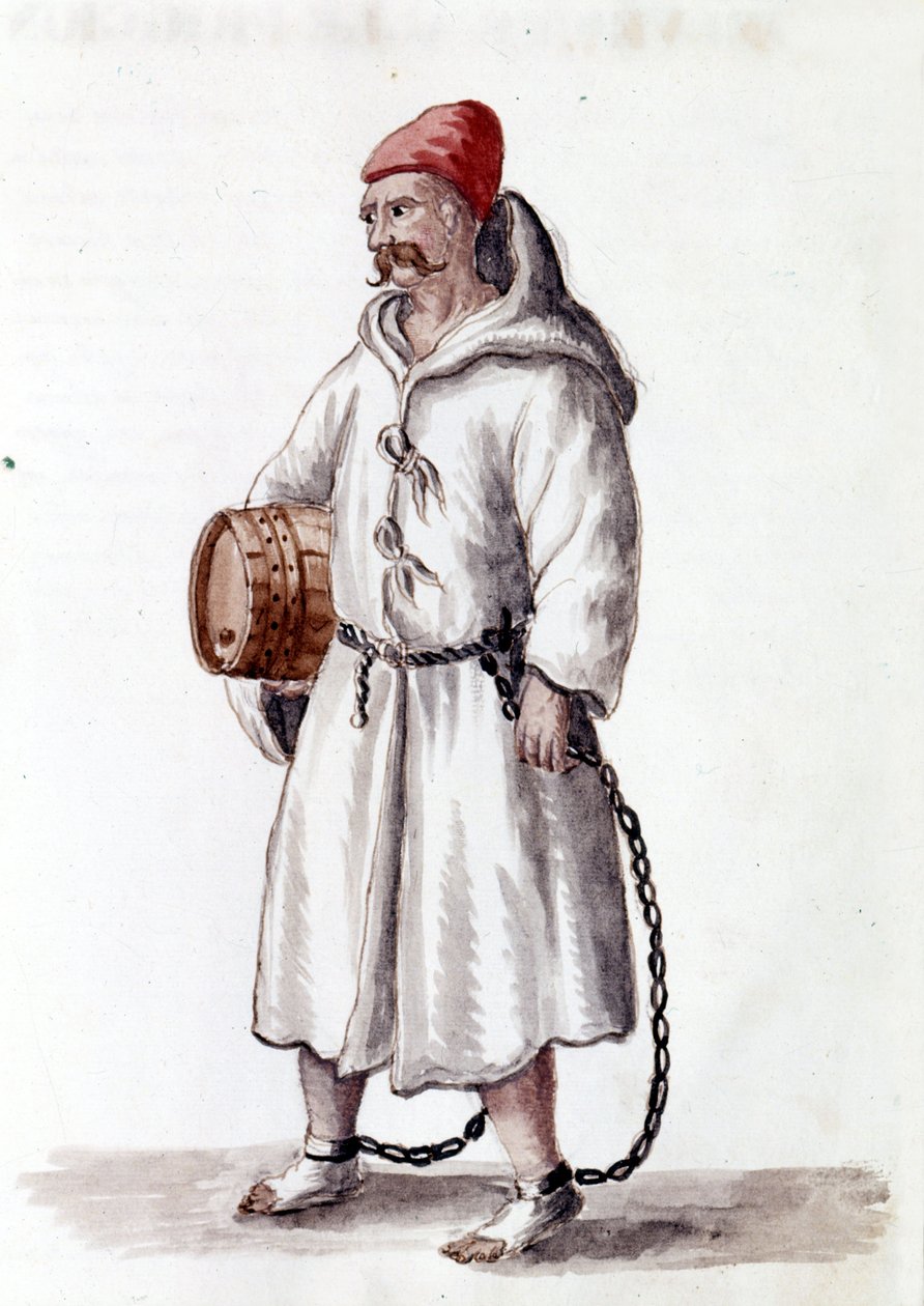 Kabel do Galerii. XVII - XVIII wiek. Rysunek akwarelowy i tusz z rękopisu „Zwyczajności Wenecjan” Jana van Grevenbroeka (lub Giovanniego Grevenbroicha (Grevenbroich) (1731-1807) autorstwa Jan van Grevenbroeck