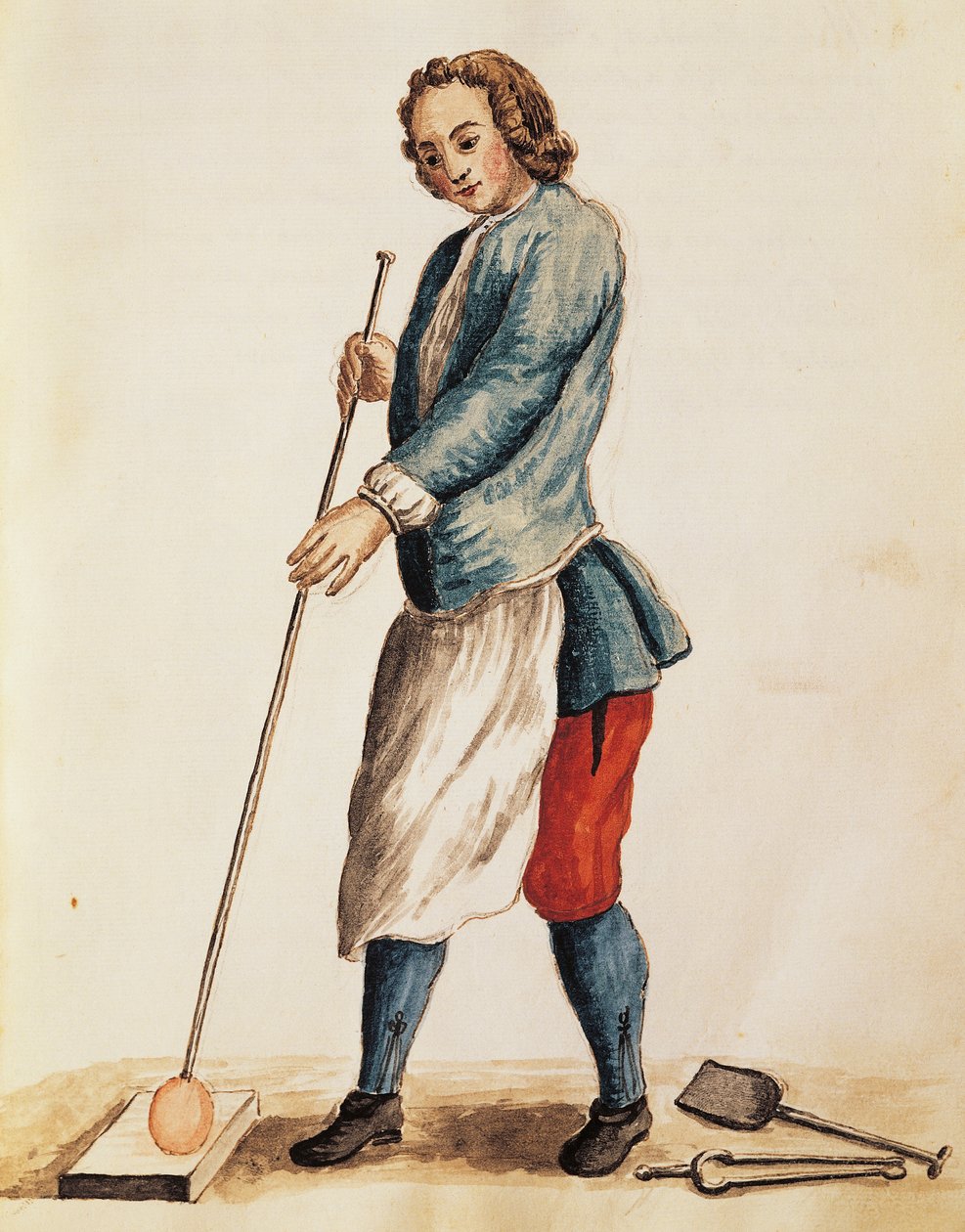 Dmuchacz szkła ze szkła Murano, ilustracja z Ilustrowanej księgi strojów weneckich, Jan Grevenbroeck (1731-1807), akwarela, Włochy autorstwa Jan van Grevenbroeck
