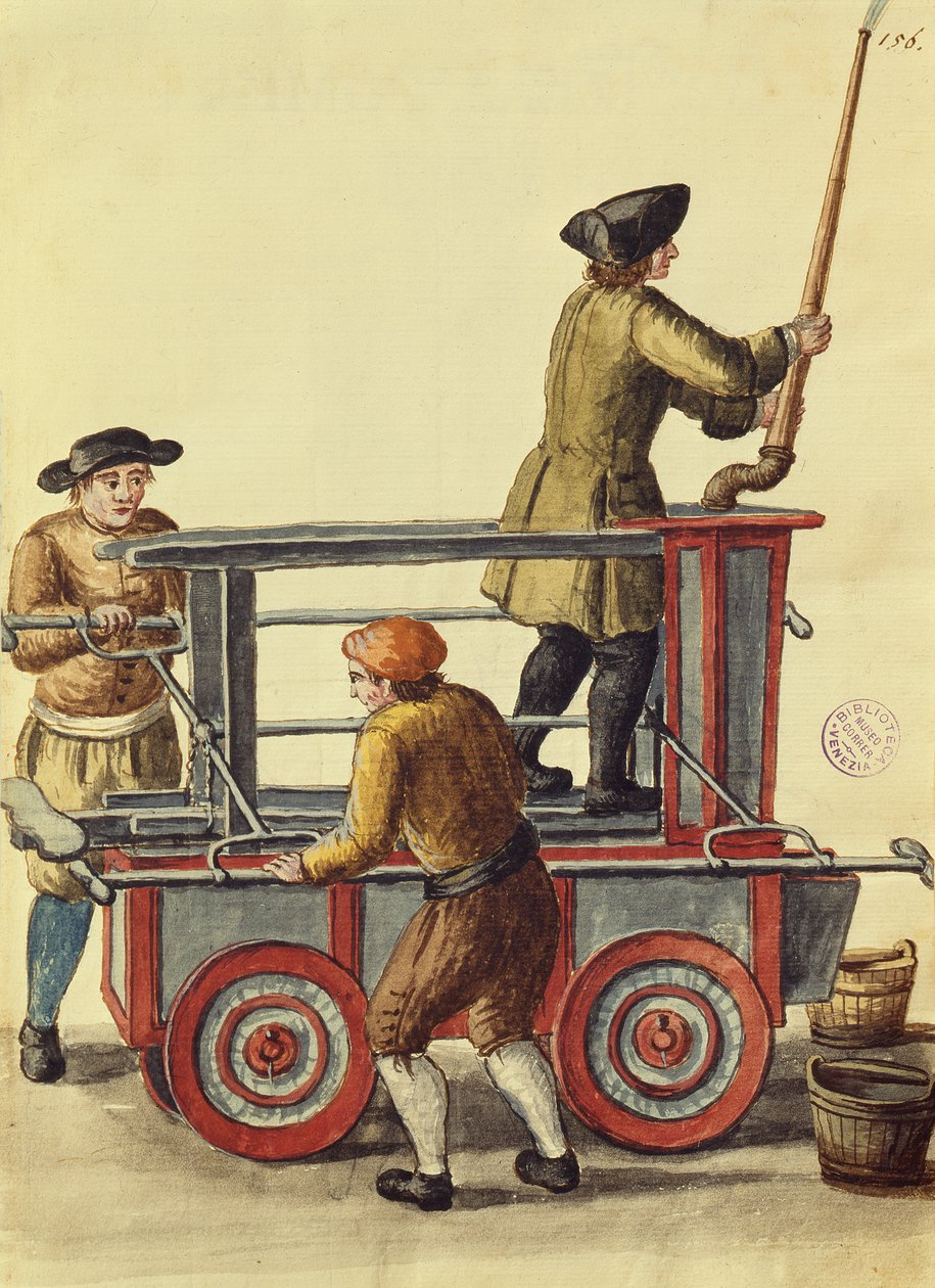 Pompa hydrauliczna (pióro, atrament i toaleta na papierze) autorstwa Jan van Grevenbroeck