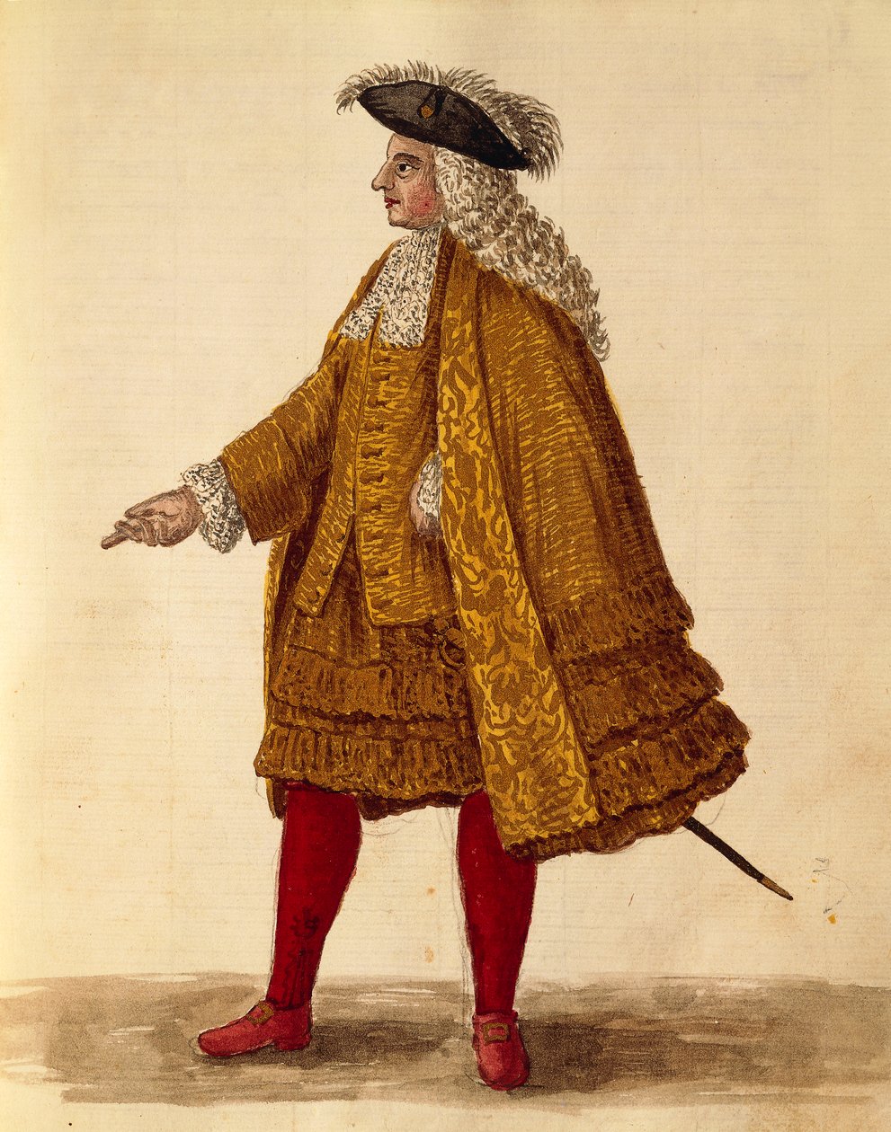 Szata rycerska, Jan van Grevenbroeck lub Giovanni Grevembroch (1731-1807), Gli Donne de Veneziani, z ilustrowanej księgi kostiumów, akwarela autorstwa Jan van Grevenbroeck