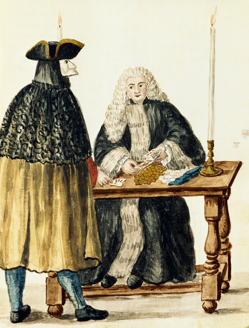 Sędzia do gry w karty z zamaskowanym mężczyzną, Jan Grevenbroeck (1731-1807), Włochy autorstwa Jan van Grevenbroeck