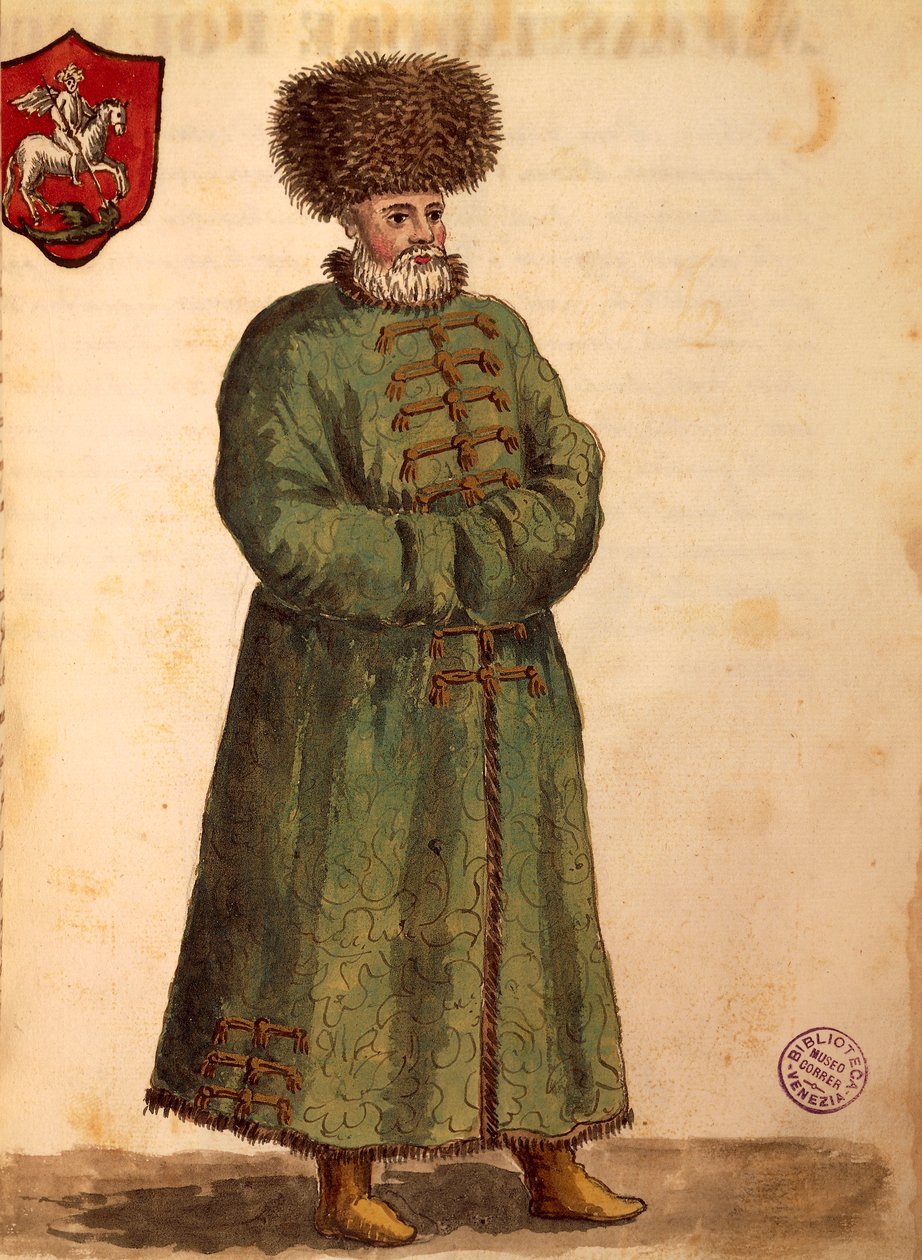 Ambasador Moskwy, Jan van Grevenbroeck lub Giovanni Grevembroch (1731-1807), Gli Donne de Veneziani, z ilustrowanej księgi kostiumów, akwarela autorstwa Jan van Grevenbroeck