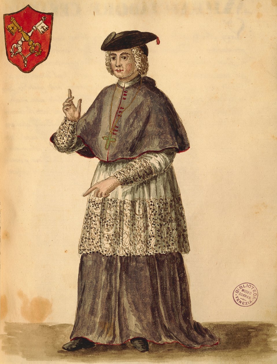 Legat papieski w Serenissima, Jan van Grevenbroeck lub Giovanni Grevembroch (1731-1807), Gli Donne de Veneziani, z ilustrowanej księgi kostiumów, akwarela autorstwa Jan van Grevenbroeck