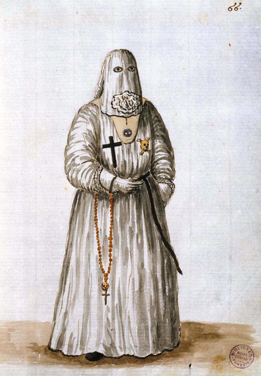 Szaty Bractwa Cierpiącego Chrystusa (pióro i atrament i toaleta na papierze) autorstwa Jan van Grevenbroeck