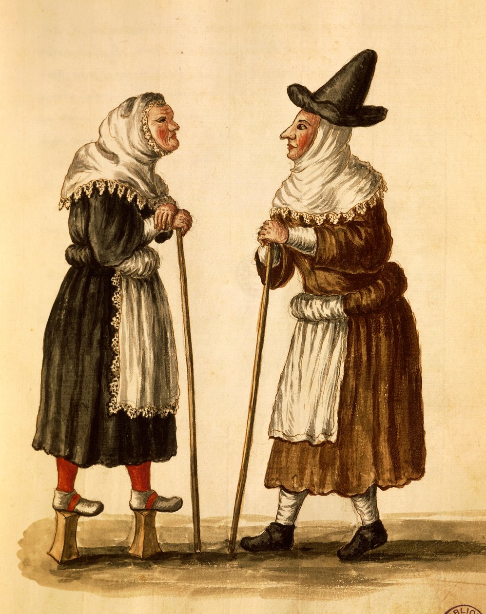 Maski weneckie używane w XVI wieku, akwarela Giovanniego Grevembrocha, Włochy autorstwa Jan van Grevenbroeck