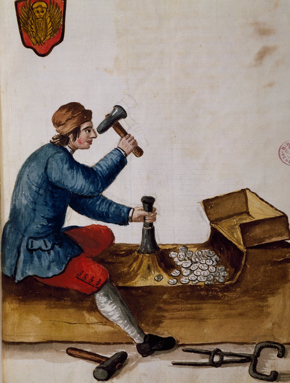 Robotnik w, mięta, ilustracja z Ilustrowanej księgi strojów weneckich, Jan Grevenbroeck (1731-1807), akwarela, Włochy autorstwa Jan van Grevenbroeck