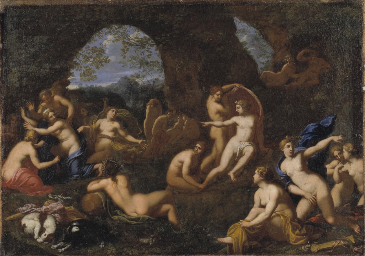 Diana and Callisto   1268784   pl       polish Successfully Translated  Original: La Peste chez les Philistins Plague Among the Philistines, in an album containing R..., 1782-1821. Translat: La Peste chez les Philistins Plague Among the Philistines, in an  autorstwa Jan van Haensbergen