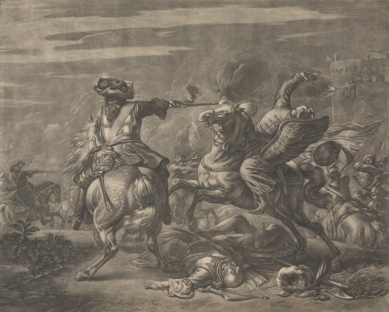 Scena bitwy - Śmierć Turka autorstwa Jan van Huchtenburg