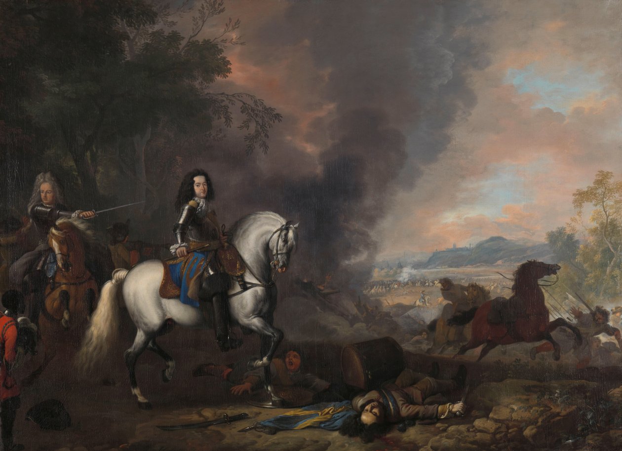 Henryk Kazimierz II, książę Nassau-Dietz, w bitwie Hendrik Casimir II (1657-96), książę Nassau-Dietz, jako dowódca w bitwie autorstwa Jan van Huchtenburg