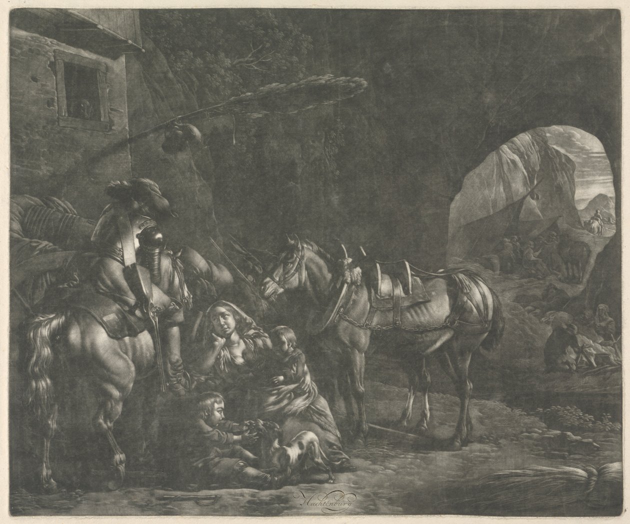 Matka Dwójki Dzieci autorstwa Jan van Huchtenburg