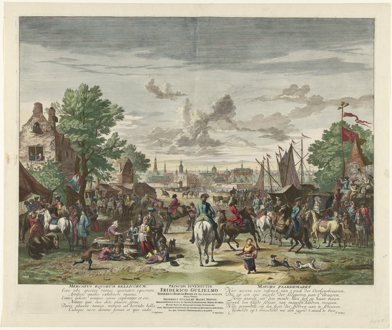 Paardenmarkt, ca. 1702 War Horse Market / Mavors Paardemarkt (tytuł na obiekcie) autorstwa Jan van Huchtenburg