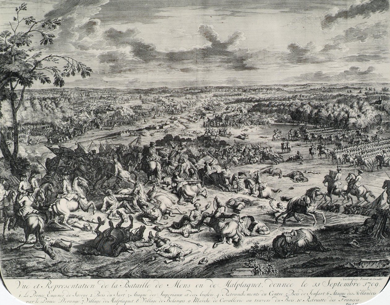 Sceny bitewne z: Dumont et Rousset, Histoire militaire du Prince Eugene (1663-1736), seria ośmiu rycin autorstwa Jan van Huchtenburgh