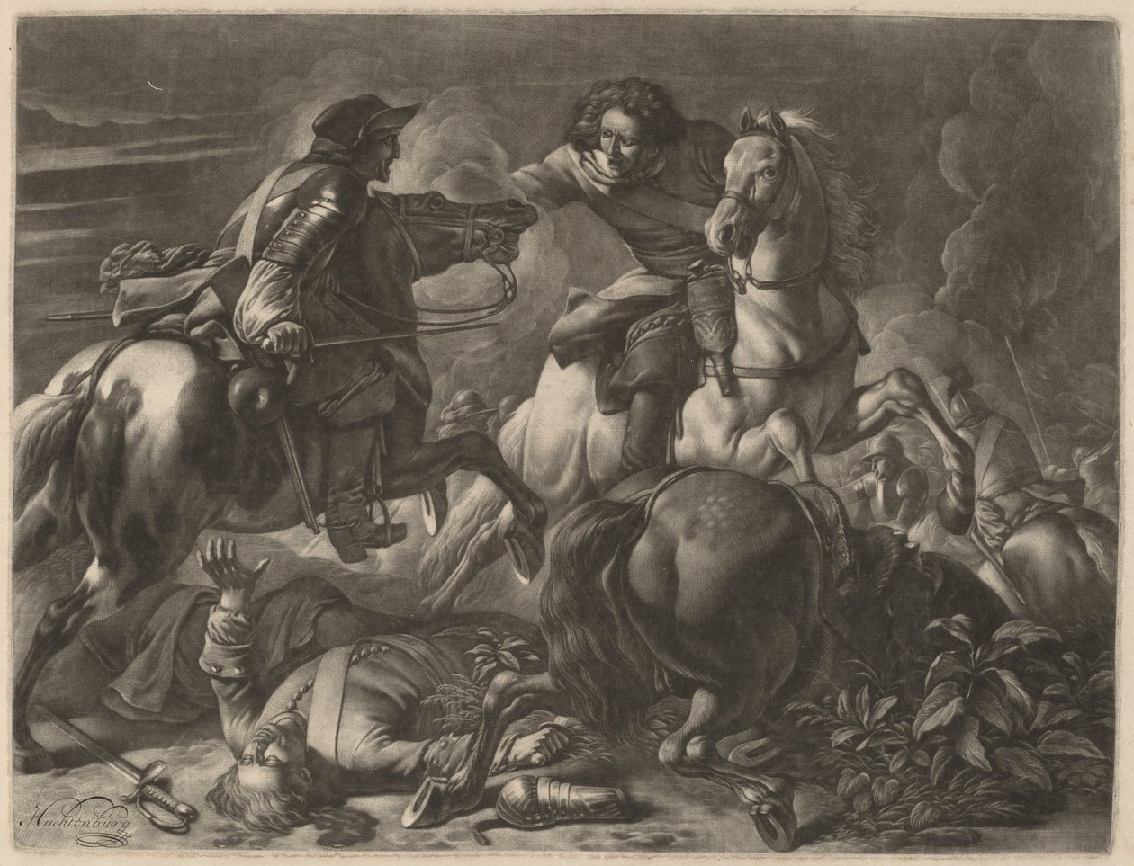 Dwóch walczących jeźdźców autorstwa Jan van Huchtenburgh
