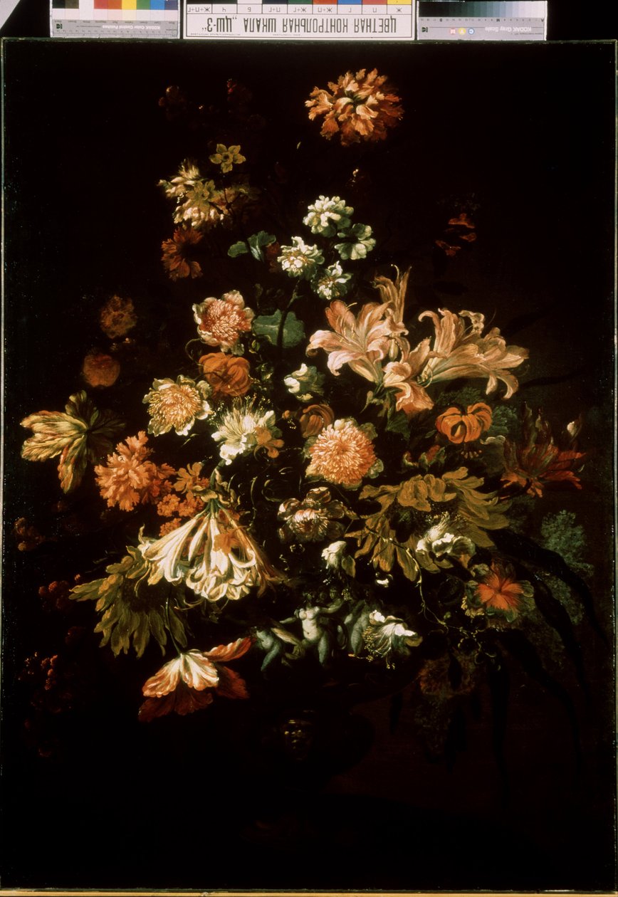 Kwiaty (Kwiaty). Martwa natura z bukietem kwiatów. Obraz Jana van Huysuma (1682-1749) autorstwa Jan van Huysum