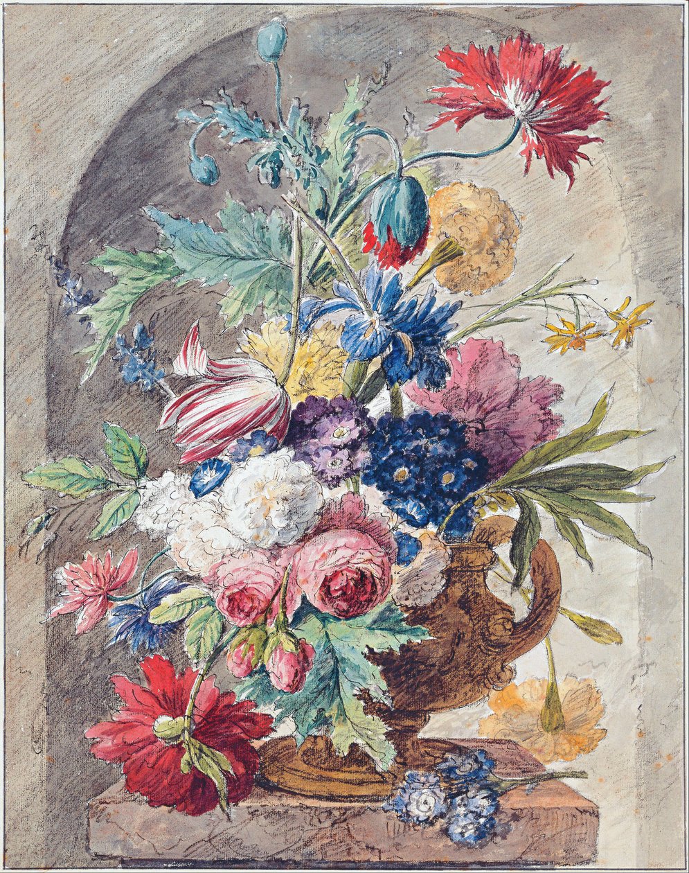 Martwa natura kwiatowa, ok. 1734 autorstwa Jan van Huysum