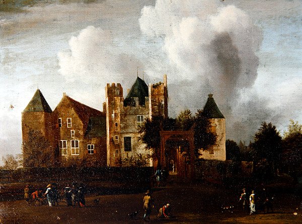 Widok na zamek Purmerend, niedaleko Monnickendam, Waterland, Holandia autorstwa Jan van III Kessel