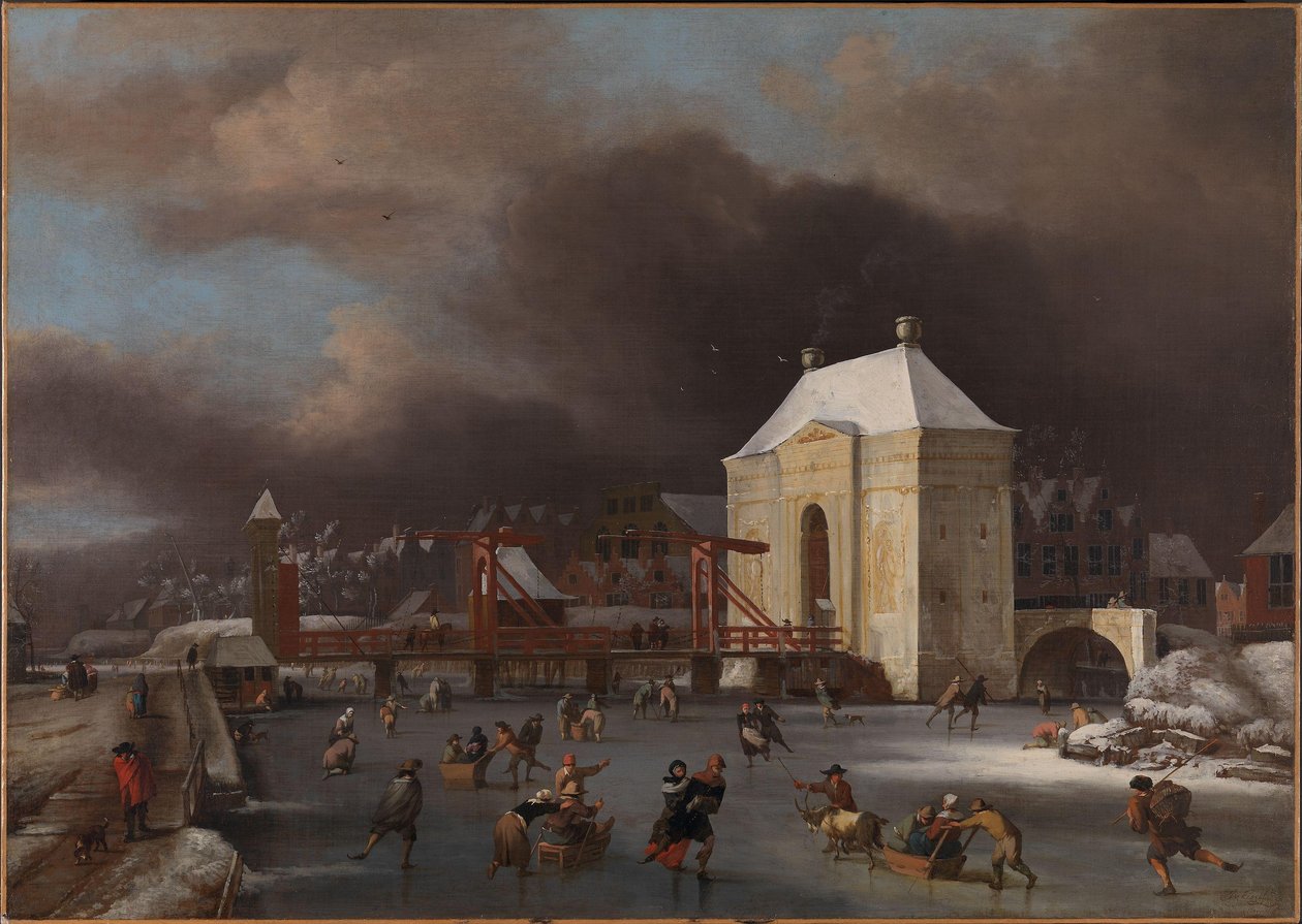 Widok Heiligewegspoort w Amsterdamie, ok. 1660-80 (olej na płótnie) autorstwa Jan van III Kessel