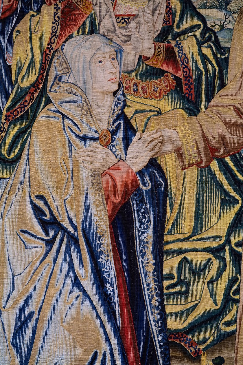 Flamandzki gobelin. Seria Heaven of Charles V. Christ żegna się ze swoją Matką (Despedida de Cristo/Despedida de Cristo/Christ żegna się z matką). Rysownik Jan van Coninxloo. Manufaktura Julien Portois, Mechelen (Malines). Około 1521 autorstwa Jan van II Coninxloo