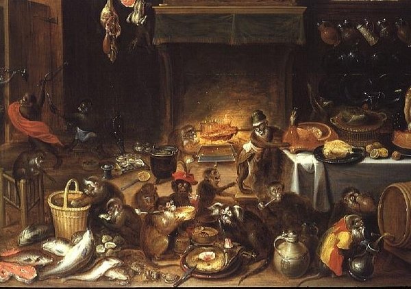 Ucztowanie małp autorstwa Jan van Kessel the Elder