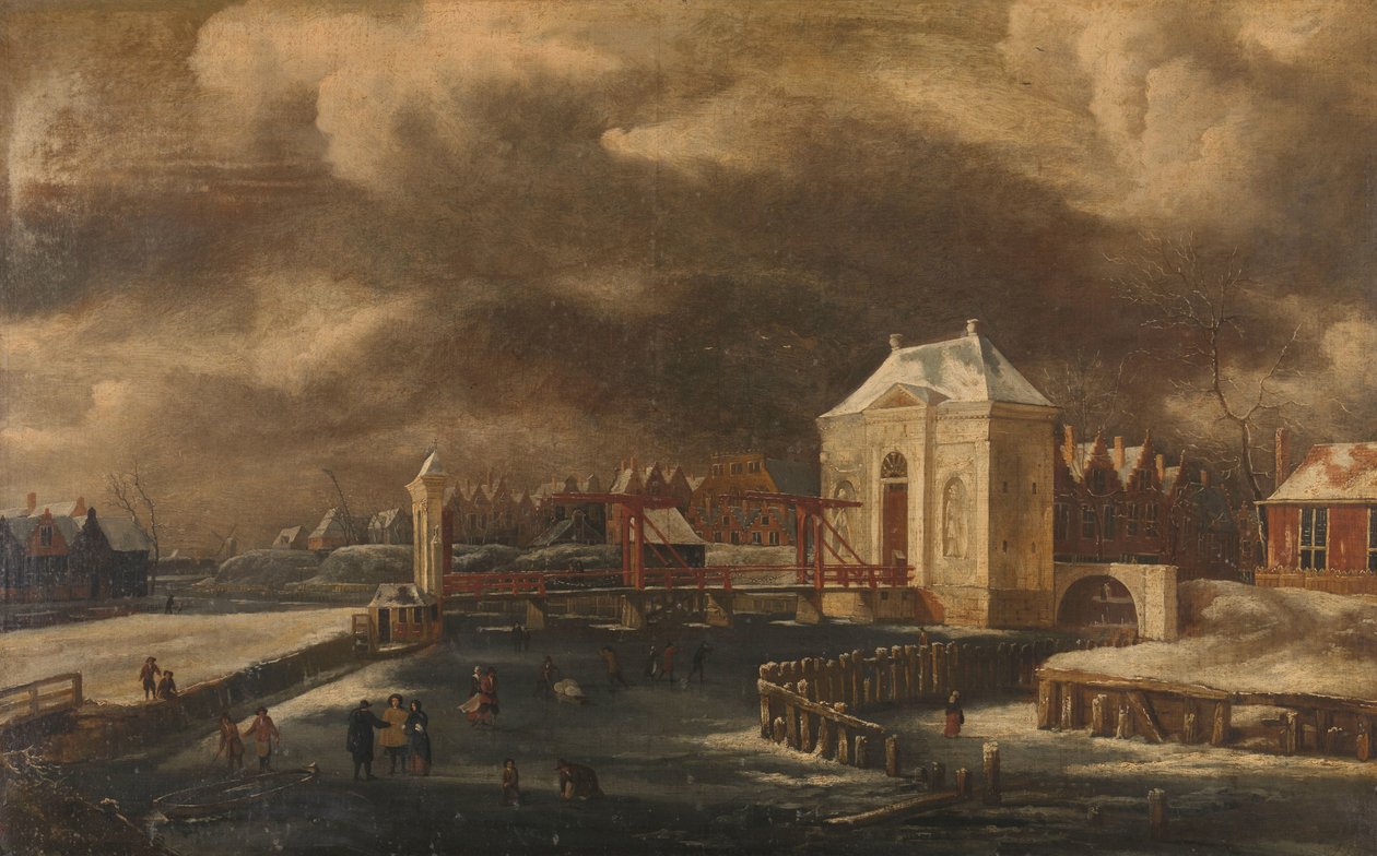 Heiligewegspoort w Amsterdamie zimą autorstwa Jan van  Kessel