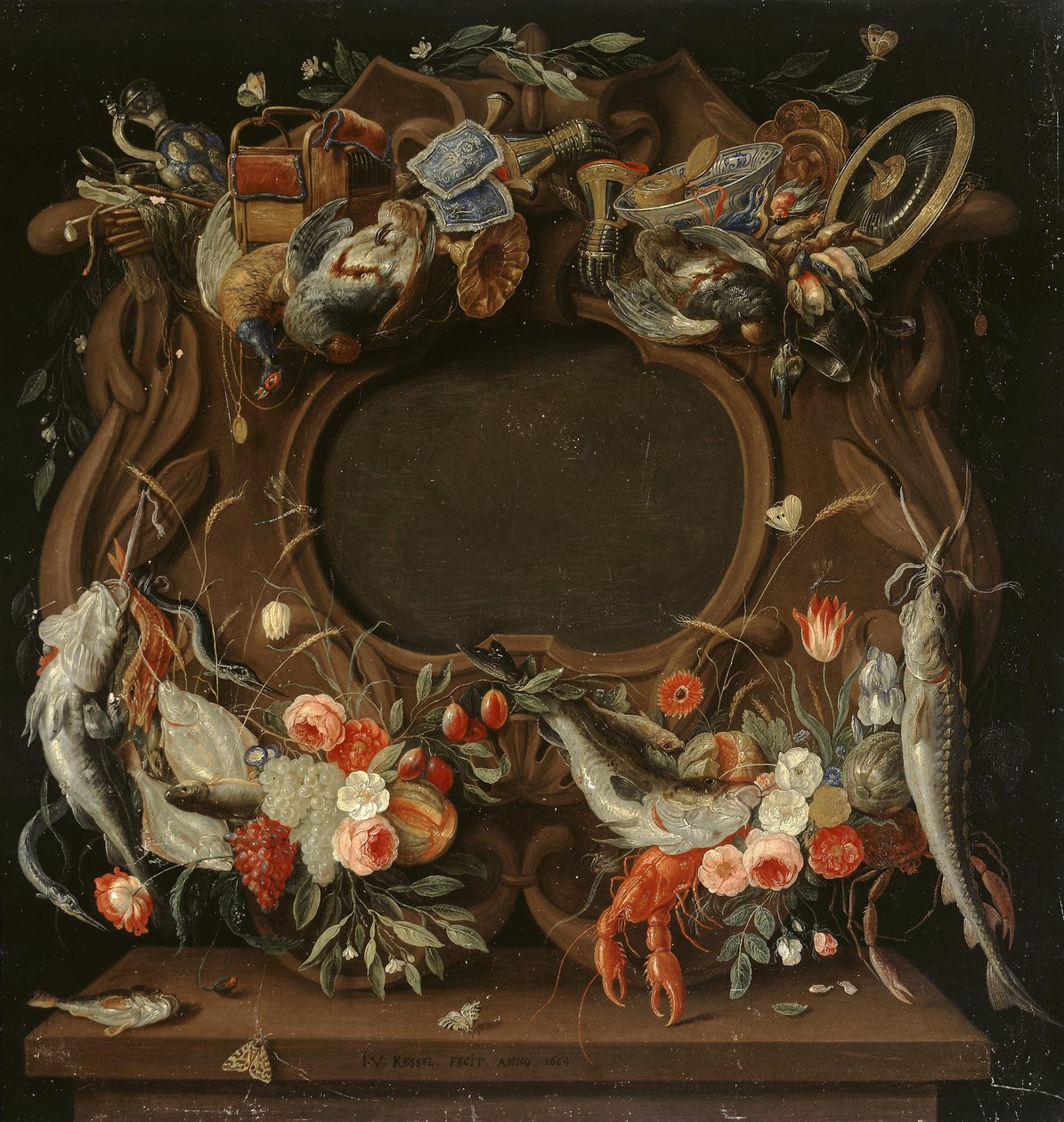 Rama medalionu z alegorycznym przedstawieniem czterech żywiołów autorstwa Jan van Kessel the Elder