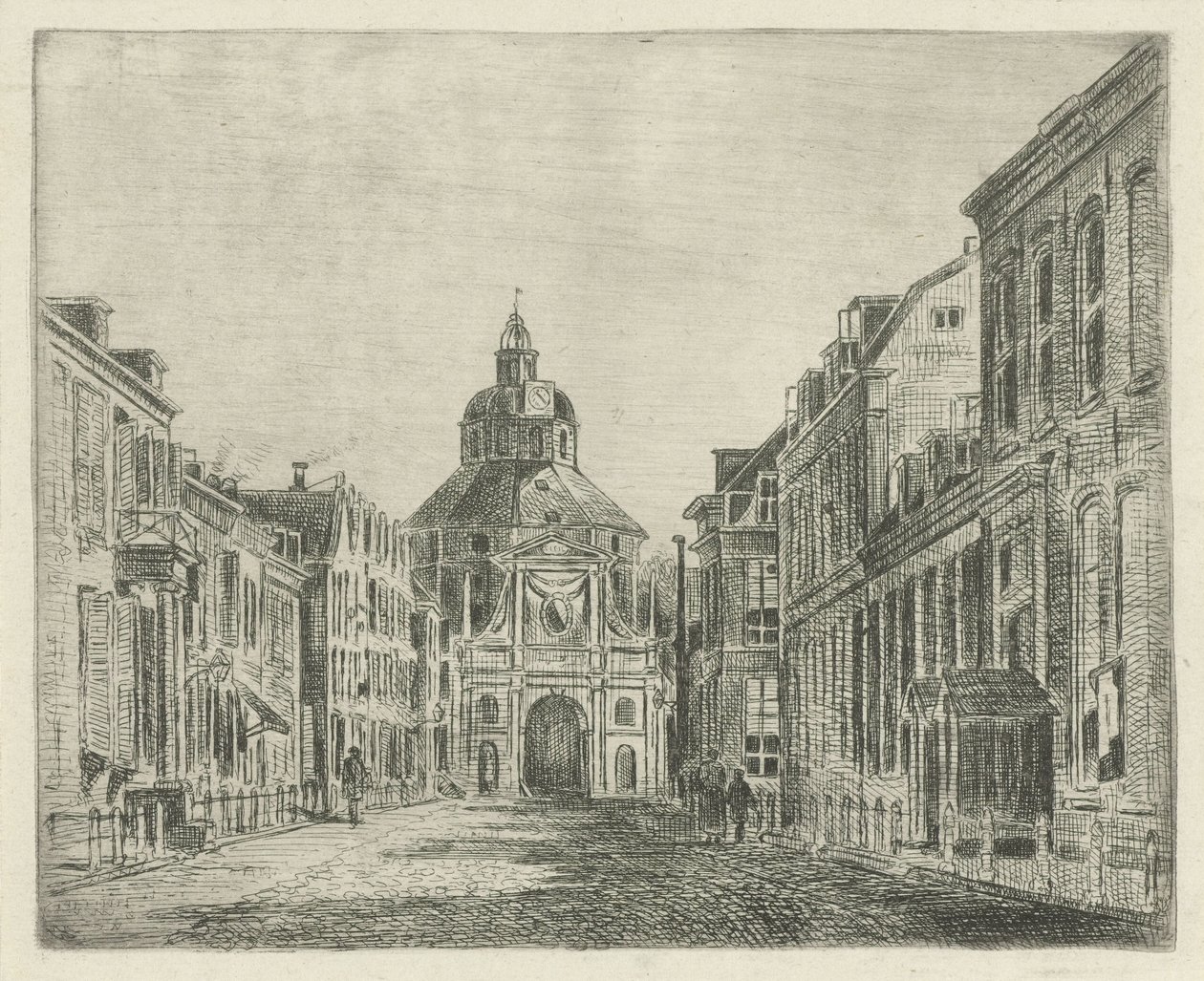 Widok na Wittevrouwenpoort w Utrechcie autorstwa Jan van Lokhorst